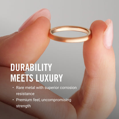 2mm Rounded Ring Set - 14K Rose Gold
