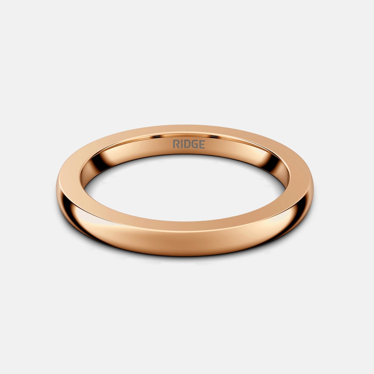 2mm Rounded Ring Set - 14K Rose Gold